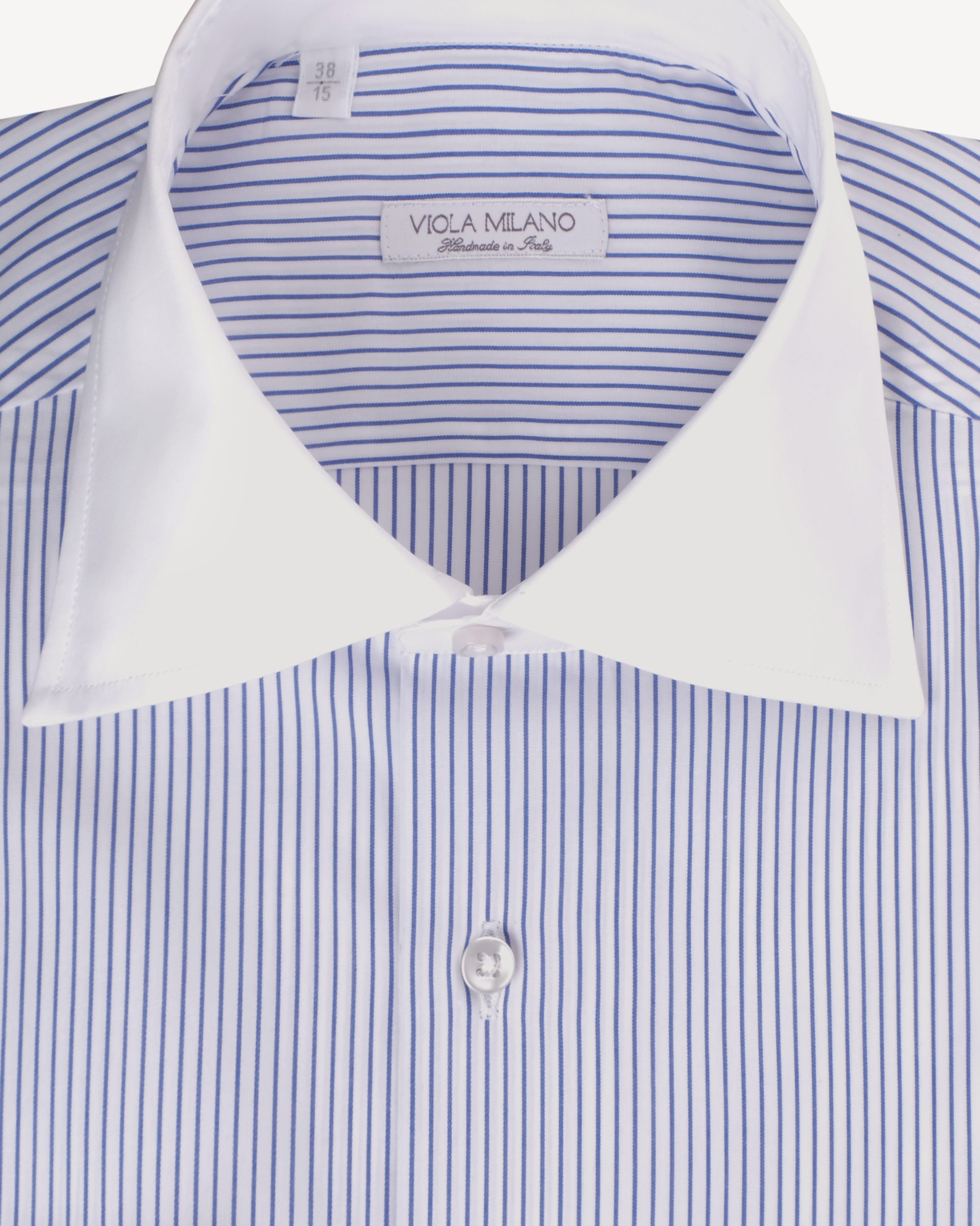 Contrast Collar Cut-Away Shirt – Grey Pencil Stripe
